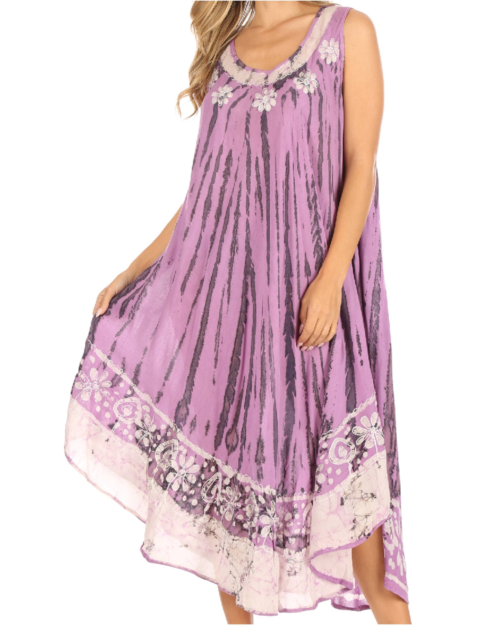 Vestido caftán largo sin mangas con bordado floral Alexis de Sakkas