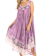 Vestido caftán largo sin mangas con bordado floral Alexis de Sakkas