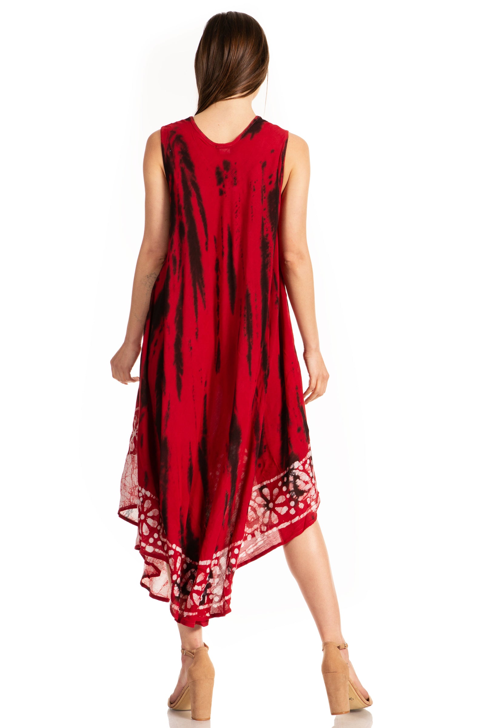 Vestido caftán largo sin mangas con bordado floral Alexis de Sakkas