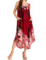 Vestido caftán largo sin mangas con bordado floral Alexis de Sakkas