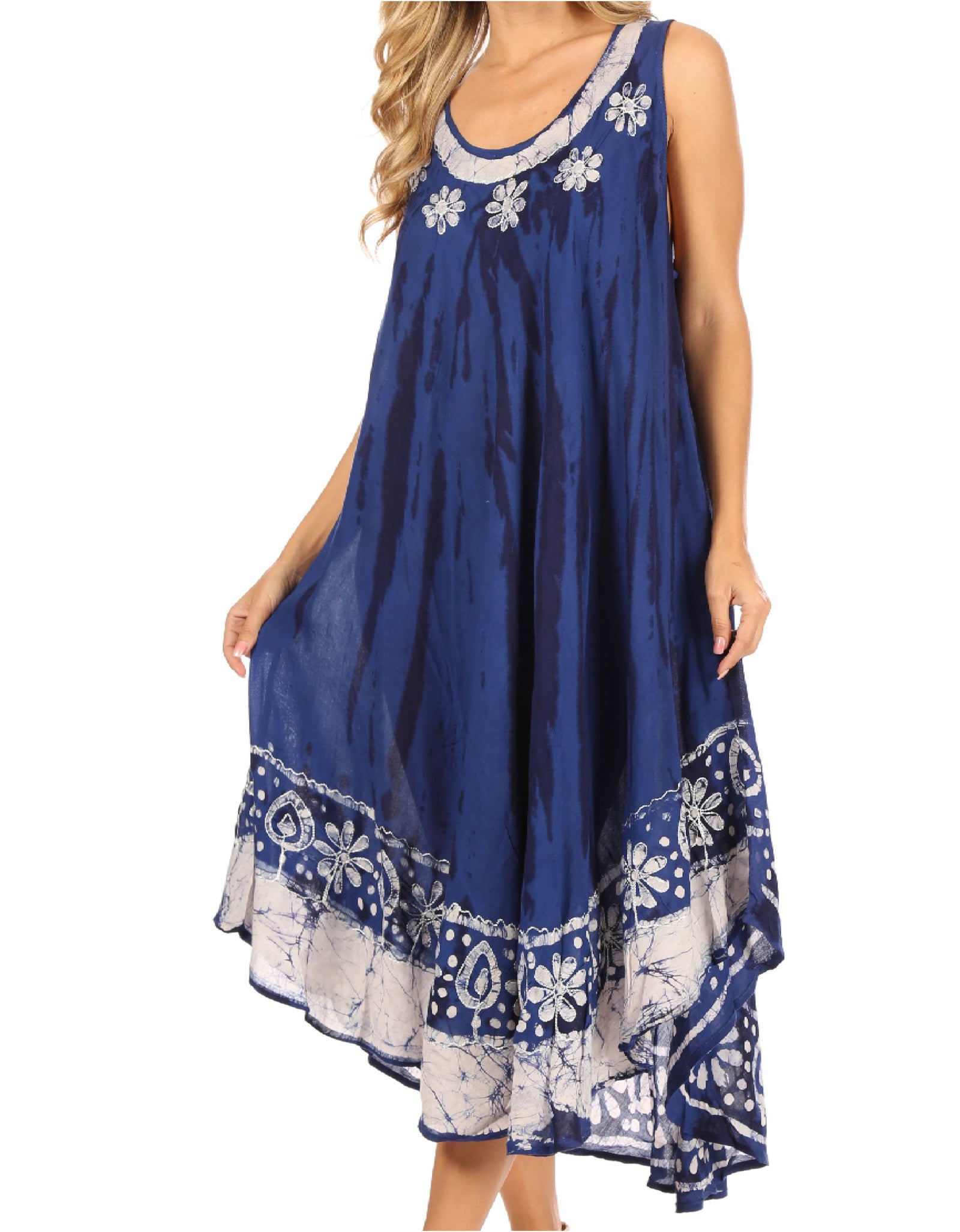 Vestido caftán largo sin mangas con bordado floral Alexis de Sakkas