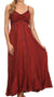 Sakkas Allie Stonewashed Embroidered Adjustable Spaghetti Straps Long Dress
