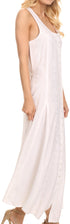 Sakkas Maya Floral Embroidered Sleeveless Button Up Rayon Dress