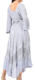 Vestido Sakkas Mirabel con mangas estilo kimono, bordado floral, estilo corsé lavado a la piedra