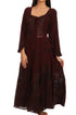 Vestido Sakkas Mirabel con mangas estilo kimono, bordado floral, estilo corsé lavado a la piedra