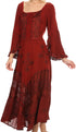 Vestido Sakkas Mirabel con mangas estilo kimono, bordado floral, estilo corsé lavado a la piedra