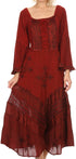 Vestido Sakkas Mirabel con mangas estilo kimono, bordado floral, estilo corsé lavado a la piedra