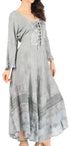 Vestido Sakkas Mirabel con mangas estilo kimono, bordado floral, estilo corsé lavado a la piedra
