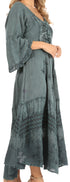 Vestido Sakkas Mirabel con mangas estilo kimono, bordado floral, estilo corsé lavado a la piedra