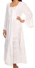Vestido Sakkas Mirabel con mangas estilo kimono, bordado floral, estilo corsé lavado a la piedra