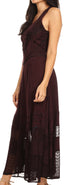 Sakkas Zendaya Stonewashed Rayon Embroidered Floral Vine Sleeveless V-neck Dress