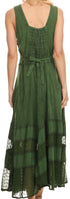 Sakkas Zendaya Stonewashed Rayon Embroidered Floral Vine Sleeveless V-neck Dress