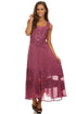 Sakkas Zendaya Stonewashed Rayon Embroidered Floral Vine Sleeveless V-neck Dress