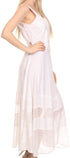 Sakkas Zendaya Stonewashed Rayon Embroidered Floral Vine Sleeveless V-neck Dress