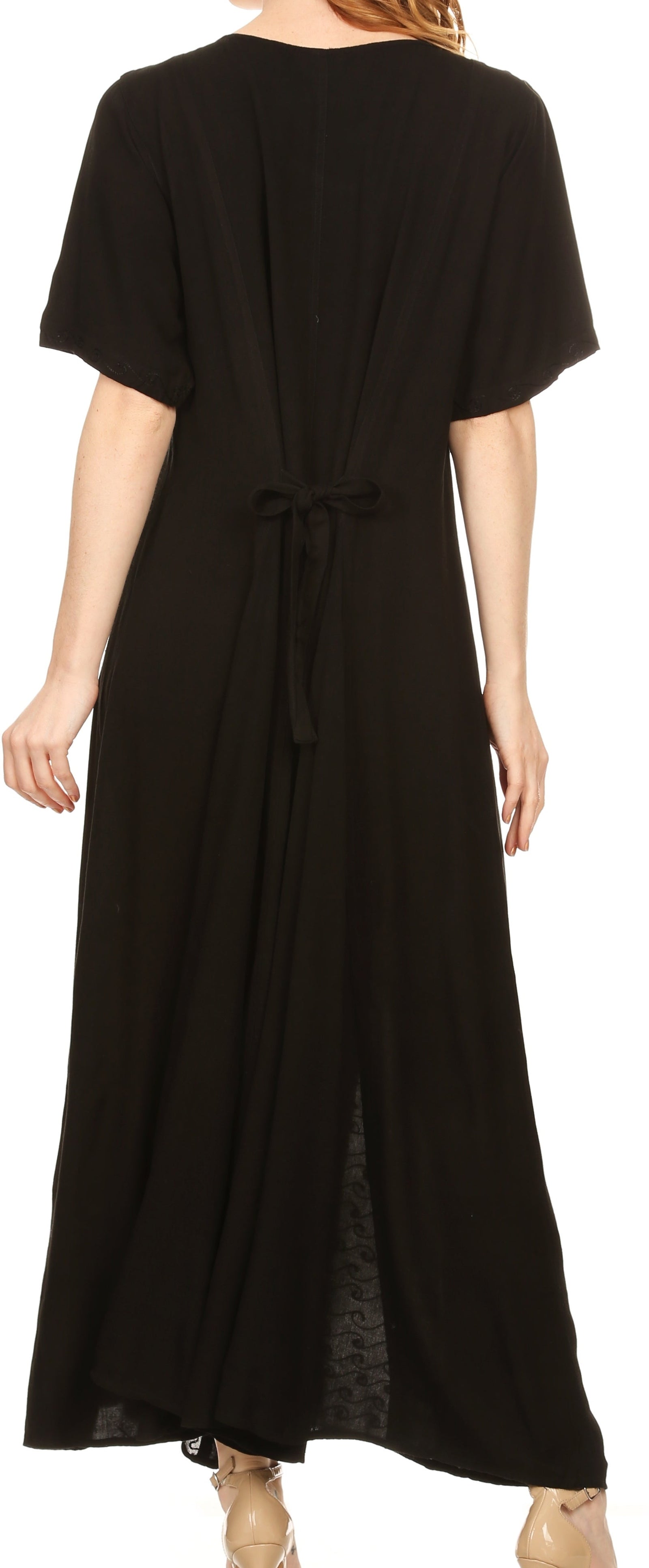 Vestido caftán largo con bordado lavado a la piedra y mangas cortas Hailey de Sakkas