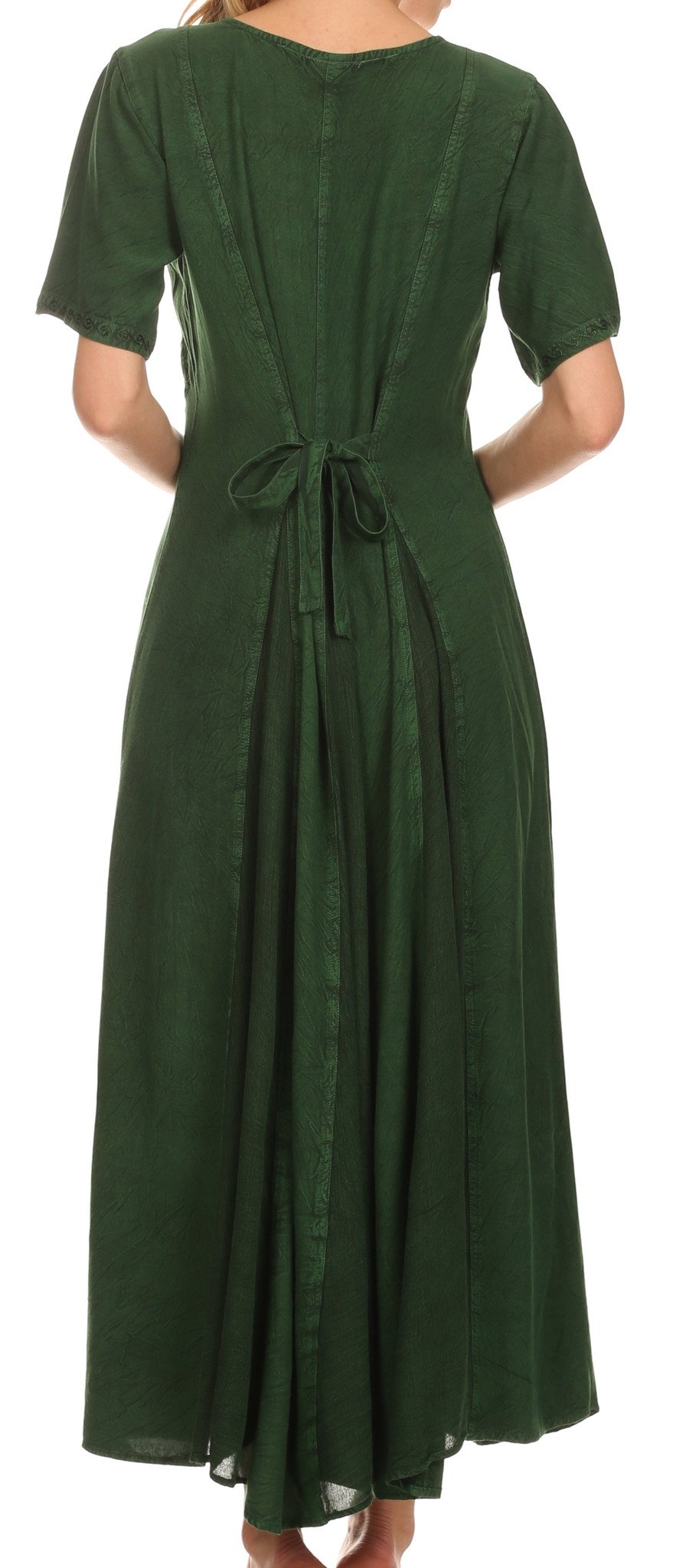 Vestido caftán largo con bordado lavado a la piedra y mangas cortas Hailey de Sakkas