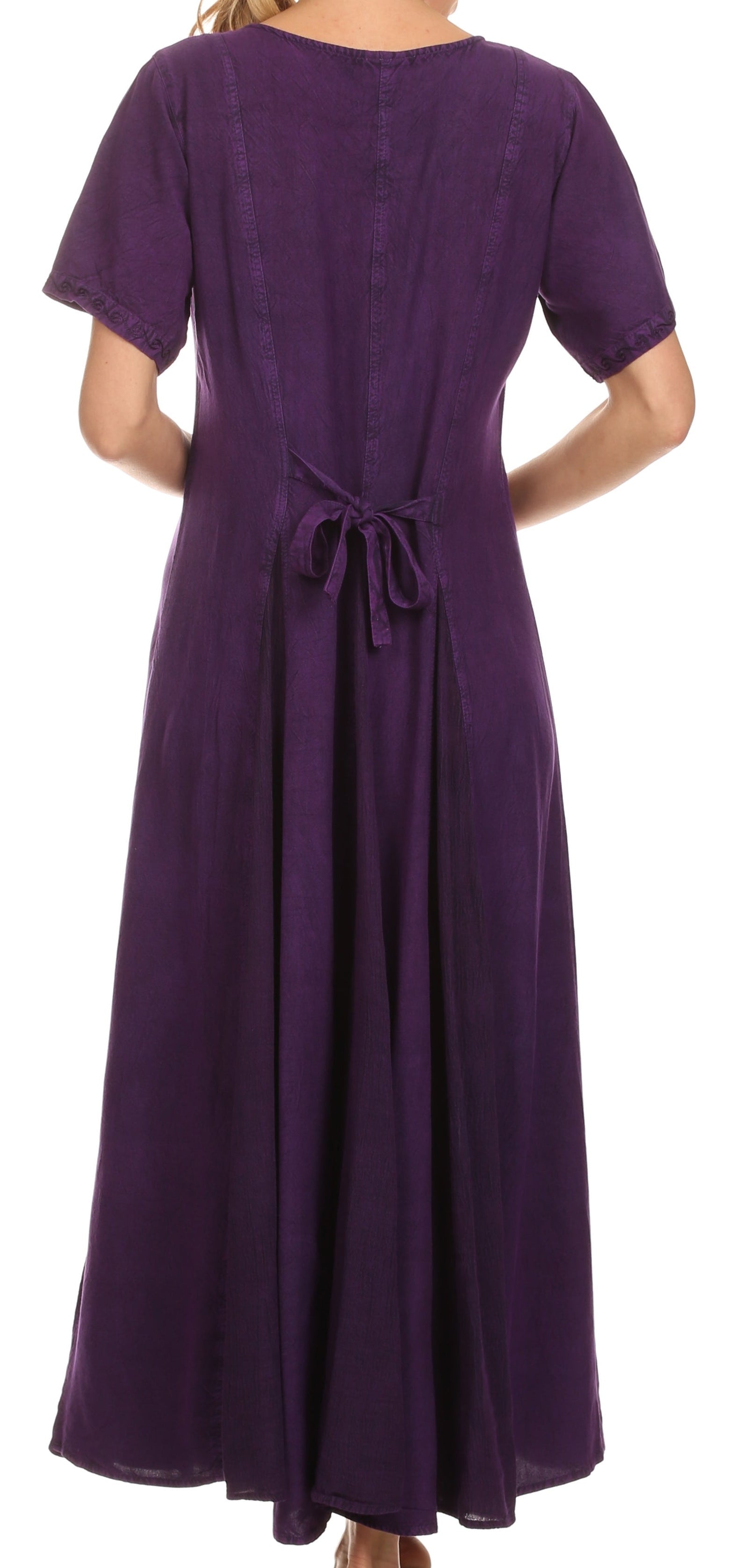 Vestido caftán largo con bordado lavado a la piedra y mangas cortas Hailey de Sakkas