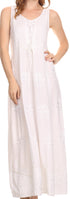 Sakkas Stella Long Tank Top Adjustable Caftan Corset Dress With Embroidery