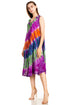 Sakkas Nora Sleeveless Embroidered Short Tie Dye Caftan Dress / Cover Up