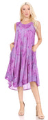 Sakkas Nora Sleeveless Embroidered Short Tie Dye Caftan Dress / Cover Up