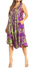 Sakkas Nora Sleeveless Embroidered Short Tie Dye Caftan Dress / Cover Up