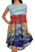 Sakkas Nora Sleeveless Embroidered Short Tie Dye Caftan Dress / Cover Up