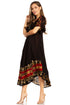 Sakkas Elisha Mid Length Batik Caftan Embroidered Cap Sleeves Floral Pattern