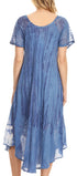 Sakkas Ronny Lace Embroidered Cap Sleeve Tie Dye Wash Caftan Dress / Cover Up
