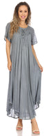 Sakkas Egan Women's Long Embroidered Caftan Dress / Cover Up With Embroidered Cap Sleeves