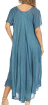 Sakkas Egan Women's Long Embroidered Caftan Dress / Cover Up With Embroidered Cap Sleeves
