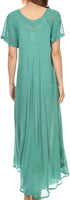 Sakkas Egan Women's Long Embroidered Caftan Dress / Cover Up With Embroidered Cap Sleeves