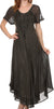 Sakkas Egan Women's Long Embroidered Caftan Dress / Cover Up With Embroidered Cap Sleeves