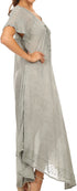 Sakkas Egan Women's Long Embroidered Caftan Dress / Cover Up With Embroidered Cap Sleeves