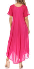 Sakkas Egan Women's Long Embroidered Caftan Dress / Cover Up With Embroidered Cap Sleeves