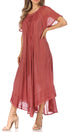 Sakkas Egan Women's Long Embroidered Caftan Dress / Cover Up With Embroidered Cap Sleeves