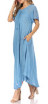 Sakkas Egan Women's Long Embroidered Caftan Dress / Cover Up With Embroidered Cap Sleeves
