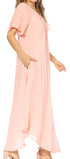 Sakkas Egan Women's Long Embroidered Caftan Dress / Cover Up With Embroidered Cap Sleeves