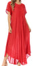 Sakkas Egan Women's Long Embroidered Caftan Dress / Cover Up With Embroidered Cap Sleeves