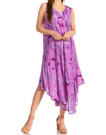 Sakkas Laeila Tie Dye Washed Long Sleeveless Tank Top Caftan Dress / Cover Up
