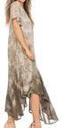 Sakkas Kaylaye Long Tie Dye Ombre Embroidered Cap Sleeve Caftan Dress / Cover Up