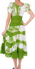 2-Tone Tie Dye Cap Sleeves Smocked Waist Tiered Guazy Long Dress - FINAL SALE