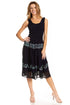 Sakkas Alba Women's Off The Shoulder Smock Ruffle Midi Dress Tie Dye & Embroidery