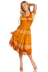 Sakkas Alba Women's Off The Shoulder Smock Ruffle Midi Dress Tie Dye & Embroidery