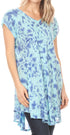 Vestido corto holgado estilo bohemio con cuello en V y mangas cortas Sakkas Xoana para mujer
