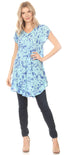 Vestido corto holgado estilo bohemio con cuello en V y mangas cortas Sakkas Xoana para mujer