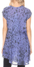 Vestido corto holgado estilo bohemio con cuello en V y mangas cortas Sakkas Xoana para mujer