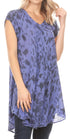 Vestido corto holgado estilo bohemio con cuello en V y mangas cortas Sakkas Xoana para mujer