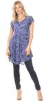 Vestido corto holgado estilo bohemio con cuello en V y mangas cortas Sakkas Xoana para mujer