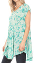 Vestido corto holgado estilo bohemio con cuello en V y mangas cortas Sakkas Xoana para mujer
