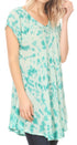 Vestido corto holgado estilo bohemio con cuello en V y mangas cortas Sakkas Xoana para mujer